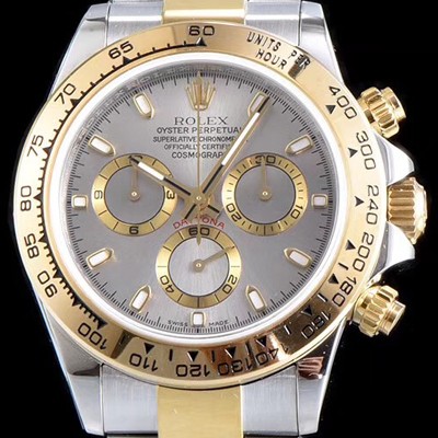 SA급 로렉스 남성용 신형 데이토나 모델 업데이트!! 116523-78593 크로노그래프 18k 옐로골드 투톤 콤비 그레이 썬더스트 다이얼 야광 인덱스 오토매틱 무브먼트 ROL0310 xx