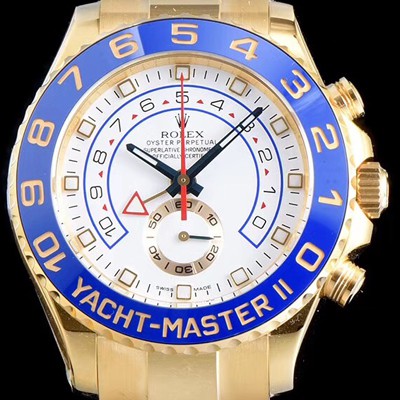 SA급 로렉스 남성용 옐로우 골드!!! 요트마스터II 레가타116688 크로노그래프 화이트 다이얼 ETA-7750 오토매틱 무브먼트 ROL00032 xx