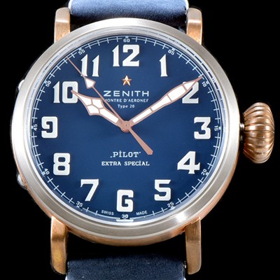 SA급 제니스 남성용 파일럿 타입20 29.2430.679/57.C808 엑스트라 스페셜!! 고급스러운 18K 로즈골드 케이스 콤비 네이비 다이얼 오토매틱 무브먼트 ZEN4230 xx