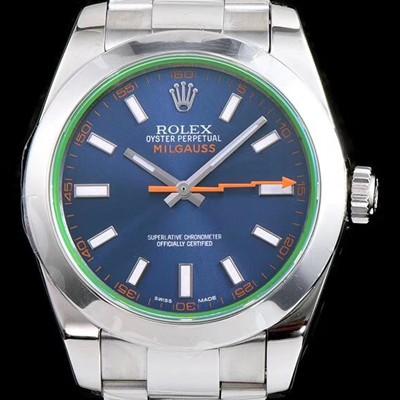 SA급 로렉스 남성용 밀가우스 스틸 116400-GV-72400 그린코팅 블루다이얼 야광 스틱 인덱스 오토매틱 무브먼트 ROL0303 xx