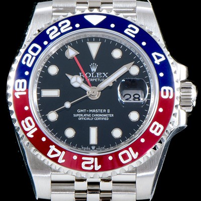 SA급 로렉스 남성용 지엠티 마스터II 126710BLRO-0001 듀얼 타임 블루/레드 투톤 24시간 회전 베젤 블랙 다이얼 5선 쥬빌리 브레이슬릿 오토매틱 무브먼트 ROL0011 xx
