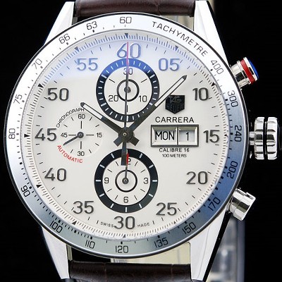 SA급 태그호이어 남성용 까레라 칼리버 16 크로노그래프 화이트 다이얼 오토매틱 무브먼트 TAG0200 xx