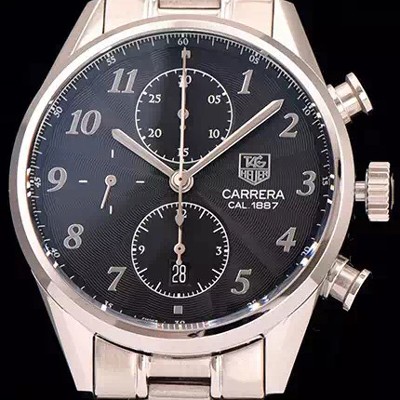 SA급 태그호이어 남성용 까레라 1887 오토매틱 크로노 그래프 블랙 다이얼 TAG0220 xx