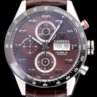 SA급 태그호이어 남성용 TOP Grade Quality 까레라 크로노그래프 오토매틱 타키메터 브라운다이얼 TAG0105 xx