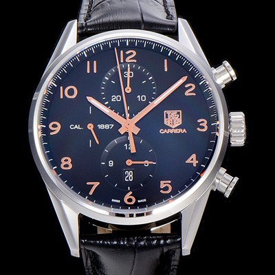 SA급 태그호이어 남성용 까레라 칼리버 1887 크로노그래프 블랙 다이얼 7750 오토매틱 무브먼트 TAG0200 xx