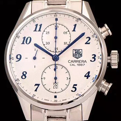 SA급 태그호이어 남성용 까레라 1887 오토매틱 크로노 그래프 화이트 다이얼 TAG0240 xx