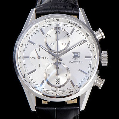 SA급 태그호이어 남성용 까레라 칼리버 1887 크로노그래프 화이트 다이얼 7750 오토매틱 TAG0241 xx