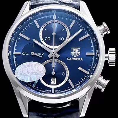 SA급 태그호이어 남성용 까레라 칼리버 1887 크로노그래프 블루 다이얼 7750 오토매틱 TAG0202 xx