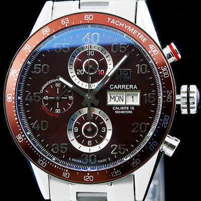 SA급 태그호이어 남성용 까레라 칼리버 16 크로노그래프 오토매틱 브라운 다이얼 TAG4205 xx