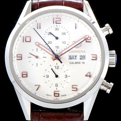 SA급 태그호이어 남성용 까레라 칼리버 16 오토매틱 크로노그래프Day-Date 화이트 다이얼 TAG0100 xx