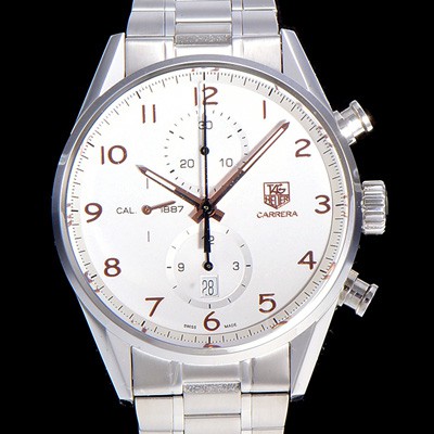 SA급 태그호이어 남성용 까레라 칼리버 1887 크로노그래프 화이트 다이얼 7750 오토매틱 TAG4210 xx