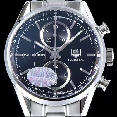 SA급 태그호이어 남성용 까레라 칼리버 1887 크로노그래프 블랙 다이얼 7750 오토매틱 TAG0403 xx