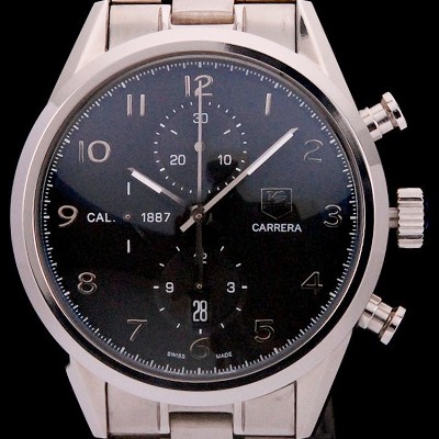 SA급 태그호이어 남성용 까레라 칼리버 1887 크로노그래프 블랙 다이얼 7750 오토매틱 TAG4202 xx