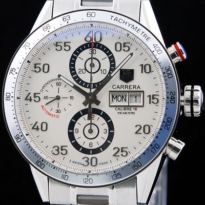 SA급 태그호이어 남성용 까레라 칼리버 16 크로노그래프 화이트 다이얼 오토매틱 무브먼트 TAG0214 xx