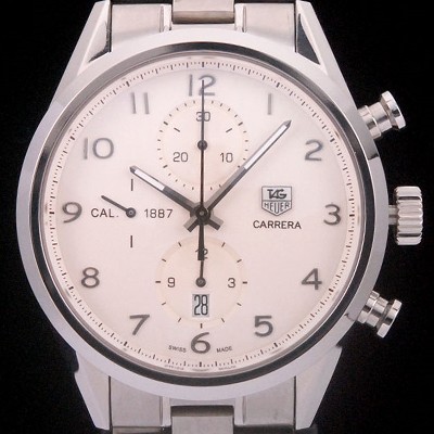 SA급 태그호이어 남성용 까레라 칼리버 1887 크로노그래프 화이트 다이얼 7750 오토매틱 TAG4204 xx