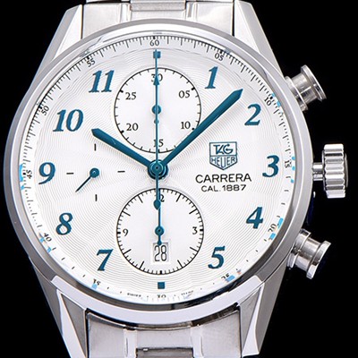 SA급 태그호이어 남성용 까레라 1887 오토매틱 크로노 그래프 화이트 다이얼 TAG0224 xx