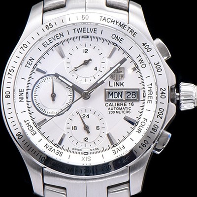 SA급 테그호이어 남성용 링크 시리즈 칼리버 16 크로노그래프 화이트 다이얼 오토매틱 무브먼트 TAG0230 xx