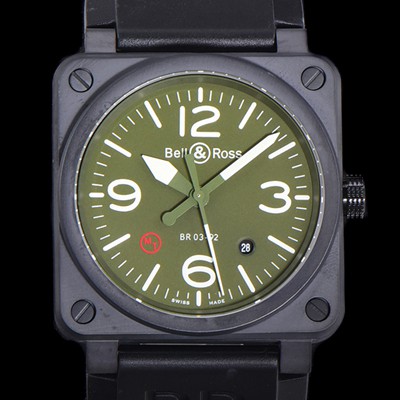 SA급 벨엔로즈 남성용 BR03-92 다이버 세라믹 오토매틱 9015 타입 42mm 우레탄줄 그린 다이얼 bel80298 xx