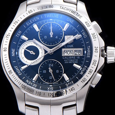 SA급 테그호이어 남성용 링크 시리즈 칼리버 16 크로노그래프 블랙 다이얼 오토매틱 무브먼트 TAG0232 xx