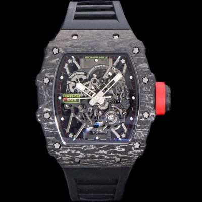 SA급 리차드밀러 남성용 RM035-02 라파 50mm 카본 오토매틱 무브먼트 우레탄줄 스캘래톤 다이얼 ric0286 xx