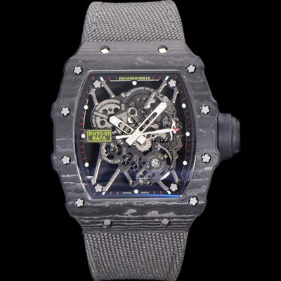 SA급 리차드밀러 남성용 RM035-01 라파 수동/기계식 무브먼트 50mm 카본 나토천가죽 믹스 벤드 스캘래톤 다이얼 ric0237 xx