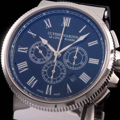 SA급 율리스나르당 남성용 마린크로노그래프 44mm 로마마크 블랙 다이얼 ULY42015 xx