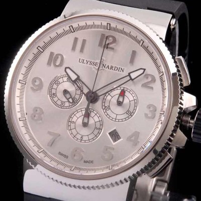 SA급 율리스나르당 남성용 마린크로노그래프 44mm 아라비안마크 실버 다이얼 ULY42013 xx