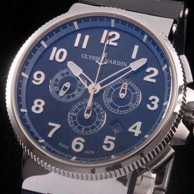 SA급 율리스나르당 마린크로노그래프 44mm 아라비안 마크 블랙 다이얼 ULY42010 xx