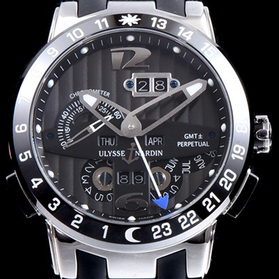 SA급 율리스나르당 남성용 율리시스 나르딘 322-00-3 이그제큐티브 엘 토로 지엠티 퍼페츄얼 블랙 다이얼 오토매틱 무브먼트 ULY4203 xx