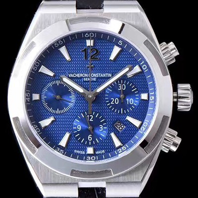 SA급 바쉐론콘스탄틴 남성용 오버시즈 49150000A-9745 컬럼 휠 크로노그래프 블루 텍스쳐 다이얼,아라비안 오토매틱 무브먼트 VAC0244 xx