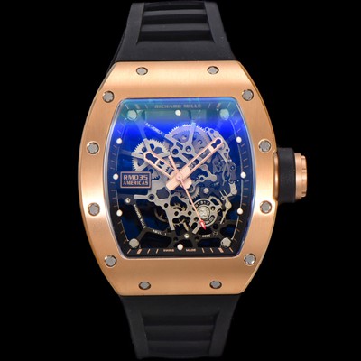 SA급 리차드밀러 남성용 RM035 라파엘 나달 수동/기계식 18K로즈골드 48mm 러버줄 블랙 스켈레톤 다이얼  ric0223 xx