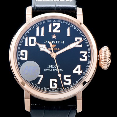 SA급 제니스 남성용 파일럿 타입20 18.2430.679/27.C721 코이바 스페셜!! 고급스러운 18K 로즈골드 케이스 블랙 다이얼 오토매틱 무브먼트 ZEN4201 xx