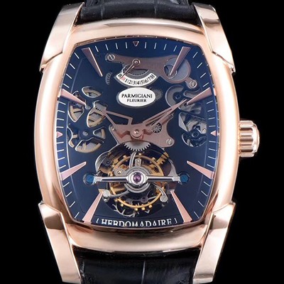 SA급 파르미지아니 남성용 칼파 신형 그랜드 투어빌론 시리즈 18k 로즈골드 블랙 스켈레톤 다이얼 아시안 투어빌론 탑재 PAR4221 xx