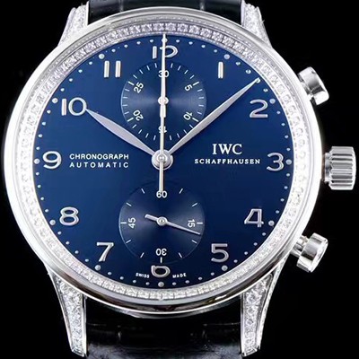 SA급 아이더블유씨 남성용 포르투기즈 쥬얼버젼 오토메틱 크로노그래프 다이아몬드 블루 다이얼 IWC4200 xx