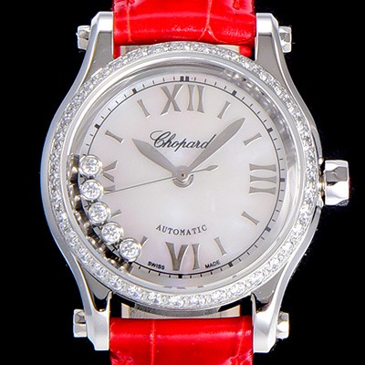 SA급 쇼파드여성용 해피스포츠 미니 오토매틱 보석/큐빅 30미리 레이디스 자게 화이트다이얼 CHO44501 xx