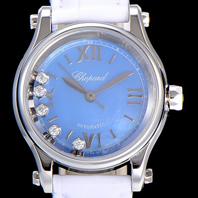 SA급 쇼파드여성용 해피스포츠 미니 오토매틱 30미리 레이디스 자게 블루다이얼 CHO68611 xx