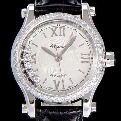 SA급 쇼파드여성용 해피스포츠 미니 오토매틱 보석/큐빅 30미리 레이디스 화이트다이얼 CHO80053 xx