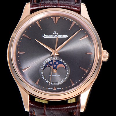 SA급 예거 르꿀르뜨남성용 마스터 울트라 씬 문페이즈 39미리 오토매틱 18K로즈골드 그레이다이얼 JAG29268 xx