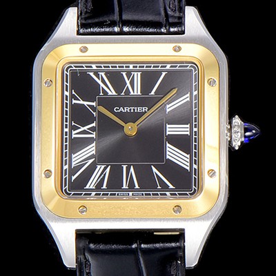 SA급 까르띠에남여공용 산토스 두몽트 쿼츠 커플시계 38미리 43미리/38미리 M/S 블랙다이얼 CAR40398 xx