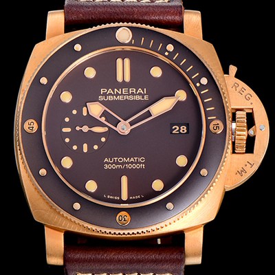 SA급 파네라이남성용 루미노르 PAM0968 섭머져블 47미리 구제처리 청동/브론즈소재 오토매틱 브라운다이얼 PAN61760 xx