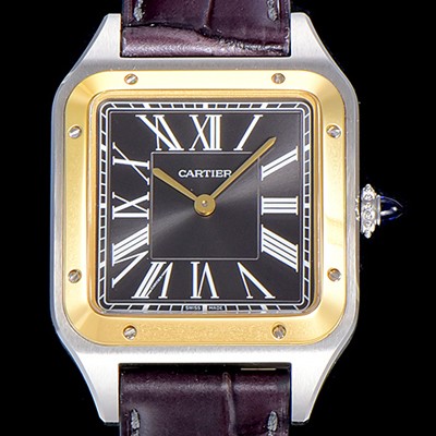 SA급 까르띠에남여공용 산토스 두몽트 쿼츠 커플시계 38미리 43미리/38미리 M/S 블랙다이얼 CAR81631 xx