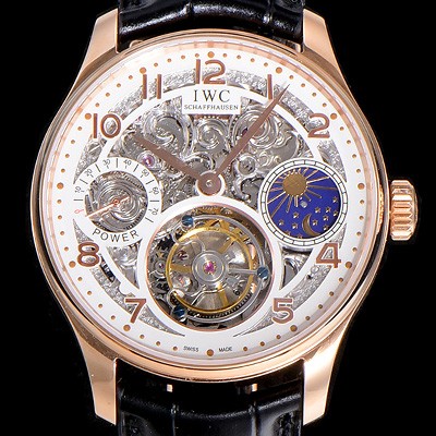 SA급 아이더블유씨남성용 포르투기즈 42미리 수동/기계식 투어빌론(뚜르삐옹) 금장시계 스켈래톤 다이얼 블랙다이얼 IWC79114 xx