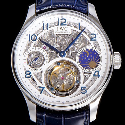 SA급 아이더블유씨남성용  포르투기즈 42미리 수동/기계식 투어빌론(뚜르삐옹) 스켈래톤 다이얼 블랙다이얼 IWC27041 xx