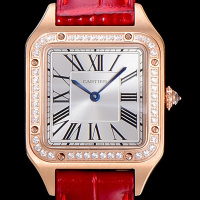 SA급 까르띠에여성용 산토스 두몽트 쿼츠 38미리 S/S  금장시계 보석/큐빅 튜닝 실버다이얼 CAR26865 xx