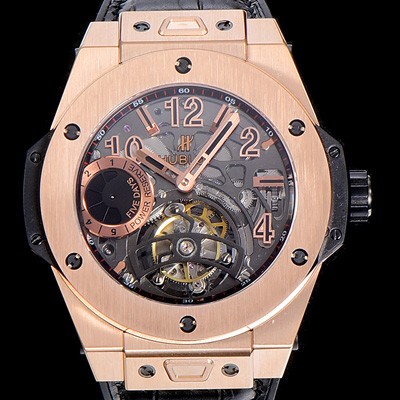 SA급 휴블렛 빅뱅킹 파워 금장시계 남성용시게 45미리 수동/기계식 투어빌론(뚜르삐옹) 스켈레톤 다이얼 HUB59557 xx