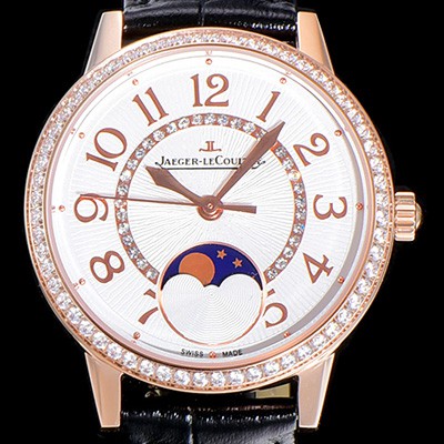 SA급 예거르꿀르뜨여성용 랑데부 문페이즈 34mm 금장 다이아몬드 화이트다이얼 오토매틱 JAG96374 xx