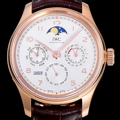 SA급 아이더블유씨남성용 포르투기즈IW502306  퍼페츄얼 캘린더 18k로즈골드 44미리 오토매틱 화이트다이얼 IWC86507 xx