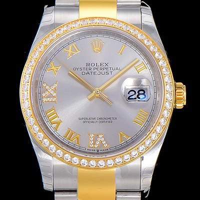 SA급 로렉스남성용 데이져스트 오토매틱 36미리 18K 옐루골드 보석/큐빅 실버다이얼 3235무브 ROL26973 xx