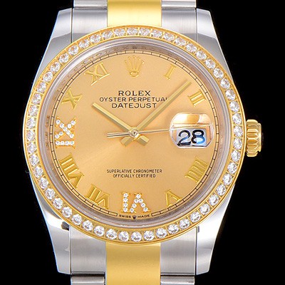 SA급 로렉스남성용 데이져스트 오토매틱 36미리 18K 옐루골드 보석/큐빅 골드다이얼 3235무브 ROL53880 xx