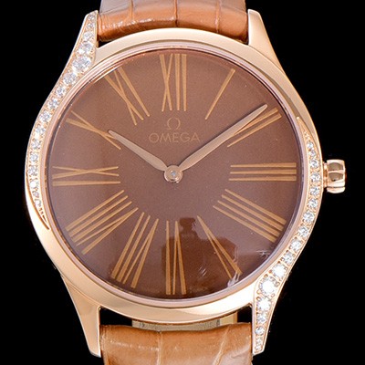 SA급 오메가여성용 드빌 트레저 금장 다이아몬드 36미리 쿼츠 브라운다이얼 OMG56497 xx